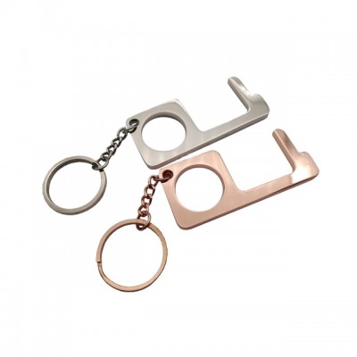 2020 Custom metal zinc alloy customizable plating no touch key chain antimicrobial no touch door opener keychain