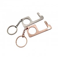 2020 Custom metal zinc alloy customizable plating no touch key chain antimicrobial no touch door opener keychain