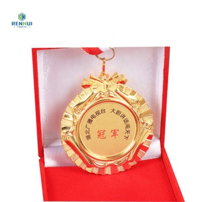 Metal customized zinc alloy gold plating blank medals custom football trophies basketball trophy and medals with box